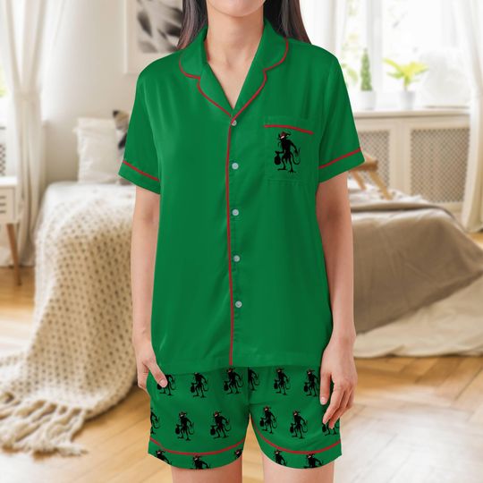 Discover Krampus Satin Short Sleeves Pajama Set, The Krampus Christmas Women's Pajama Shorts Set