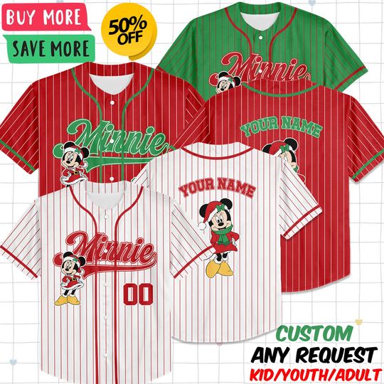 Discover Custom Disneyyy Minniee Christmas Collection Simple Baseball Jersey