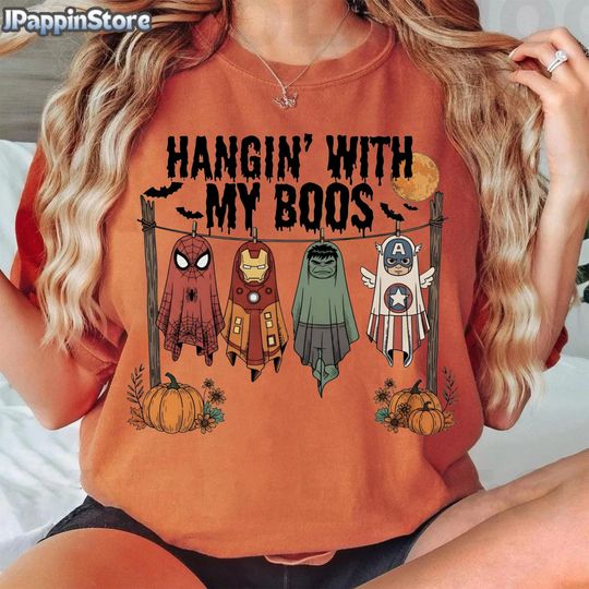 Discover Hangin' With My Boos Halloween Shirt, Funny Superhero