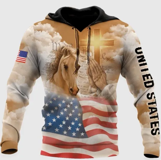 Discover Horse Jesus Unisex 3d Hoodie Mother Day Gift All Over Print
