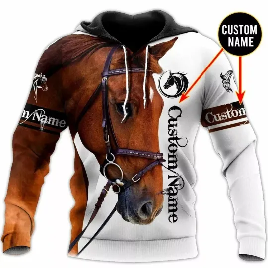 Discover Horse Custom Name 3d Hoodie All Over Printed Shirts For Men And Women