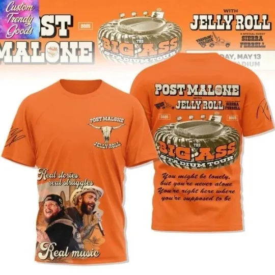 Discover Post Malone With Jelly Roll Real Music 3D T-Shirt
