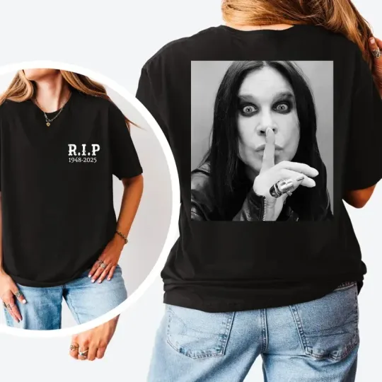 Discover RIP Ozzy Osbourne Rock Legend 1948-2025 short sleeve black 2 side shirt KV38075