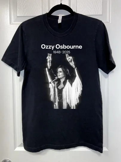 Discover Rest In Peace Ozzy Osbourne 1948-2025 Short Sleeve Black Tee Shirt BB451