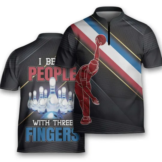 Discover I Beat People With Three Fingers Polo Bowling Jersey Shirt for men_5921