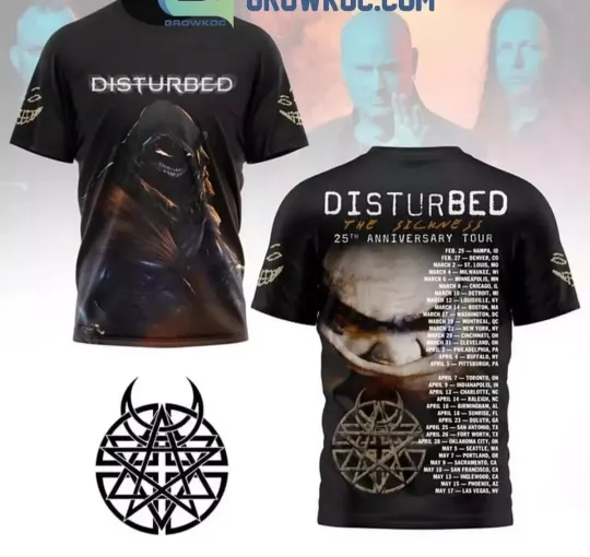 Discover Disturbed The Sickness 25th Anniversary Tour 2025 T-Shirt