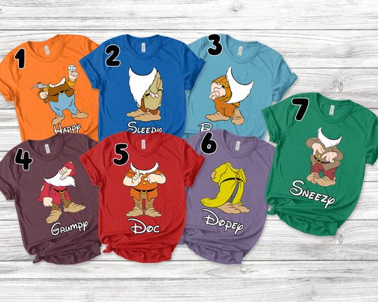 Discover Seven Dwarfs Group Matching Shirt/Seven Dwarfs Shirt/7 Dwarfs Group Shirt/7 Dwarfs Family Halloween Shirt/7 Dwarfs Shirts  O-09092222