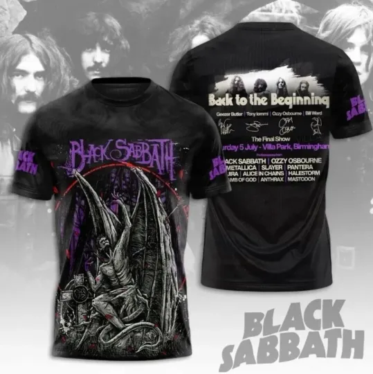 Discover Black Sabbath back to the beginning tour 2025 shirt 3D Classic 3D T-Shirt