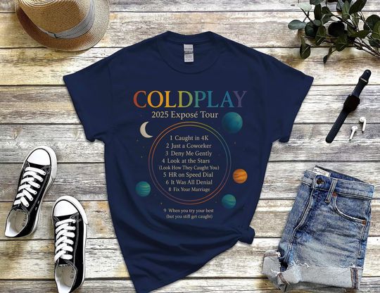 Discover Coldplay 2025 Cheating Meme Shirt, Coldplay Tracklist Cam Scandal Tee, Funny Coldplay 2025 Concert Shirt, Viral Coldplay Concert Shirt