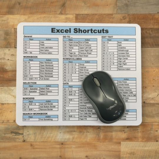 Discover Light Blue  Excel  Shortcuts Mouse Pad