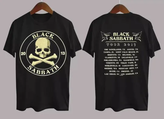 Discover Vintage 2013 Black Sabbath Tour 2 Sided T-Shirt Cotton Black Unisex T-Shirt