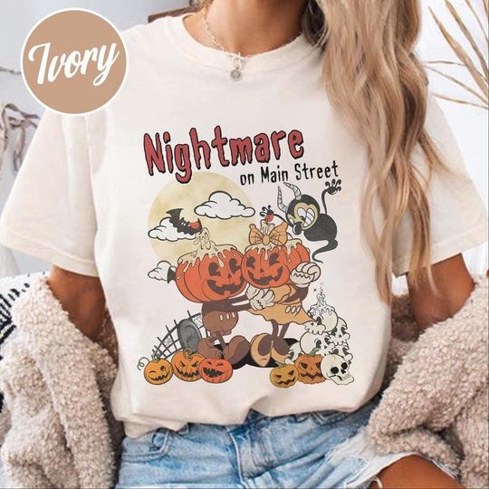 Discover Mickeyy Minniee Halloween Nightmare on Mainstreet Shirt, Disneyyland Halloween Costume Shirt Halloween