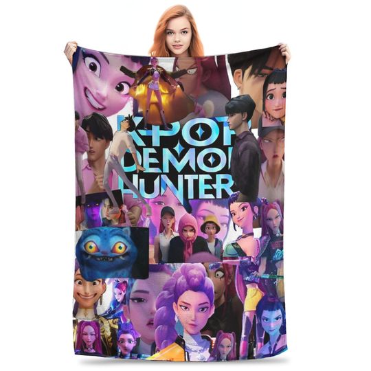 Discover Huntrix Zoey Rumi Mira Blanket Cover Flannel KPop Demon Hunters Lightweight Throw Blankets for Outdoor Travel Bed Rug