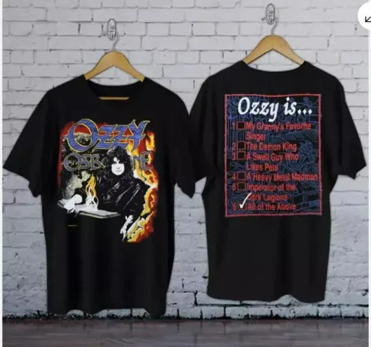 Discover 1988 Ozzy Osbourne No Rest For The Wicked Checklist T-Shirt
