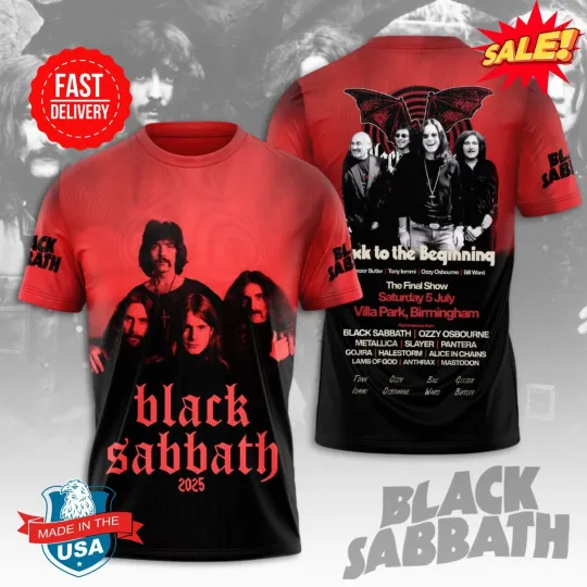 Discover Black Sabbath & Ozzy Tour 2025 Shirt – Full Print 3D Rock Tee USA Fans GC4132