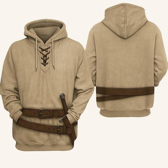 Discover Medieval Costume Hoodie, Fantasy Renaissance Cosplay Hoodie For Men, Knight Halloween Cosplay Hoodie, Viking Hoodie For Him