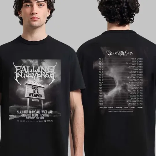 Discover Falling In Reverse 2025 God Is A Weapon Tour T-shirt BO1800
