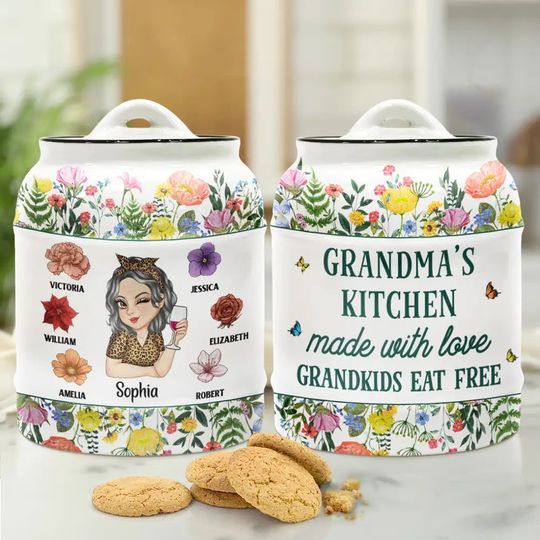 Discover Made With Love Grandkids Eat Free - Personalized Cookie Jar