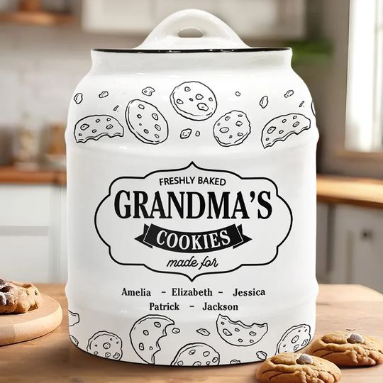 Discover Freshly Baked Grandma's Mom's Cookies - Personalized Cookie Jar