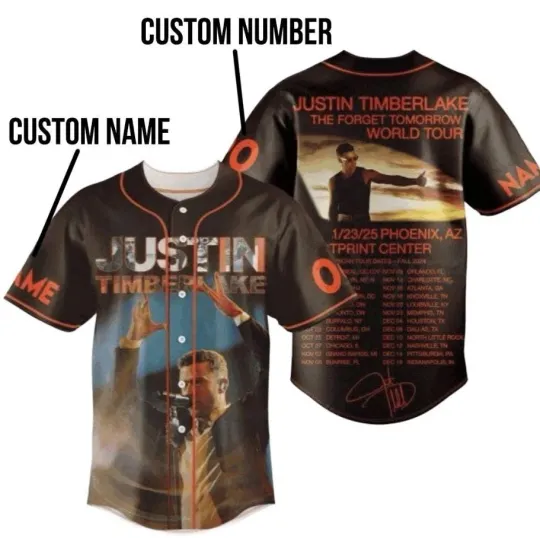 Discover Justin Timberlake 2025 World Tour Baseball Jersey – Personalized Forget Tomorrow