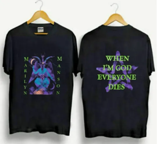 Discover Best Of Vintage New Gildan Shirt Marilyn Manson God Everyone 1996 2 sided t shirt