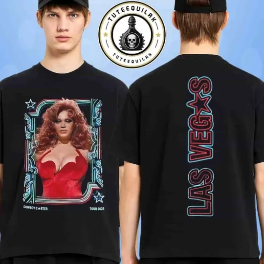 Discover Beyonce Las Vegas 2025 Cowboy Carter Tour Merch Pin-Up Red Dress Showgirl Shirt
