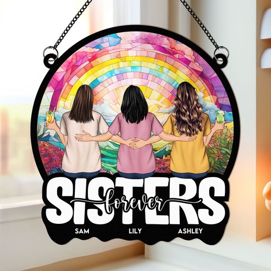 Discover Sister Forever - Personalized Window Hanging Suncatcher Ornament