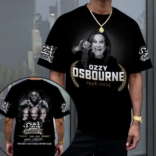 Discover Ozzy Osbourne RIP 1948-2025 Best Memories Never Fade AOP T-Shirt