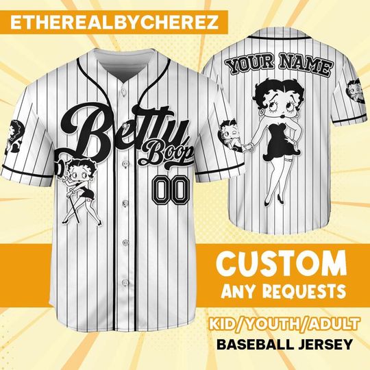 Discover Custom Cartoon Betty Boop White Simple, Cartoon Baseball Team Outfit