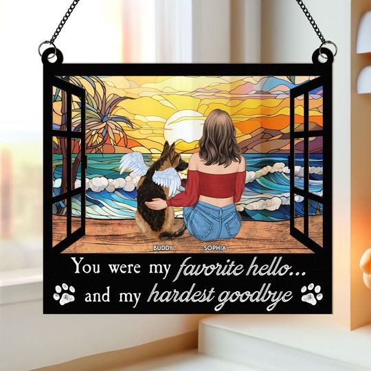 Discover Favorite Hello & Hardest Goodbye - Personalized Window Hanging Suncatcher Ornament