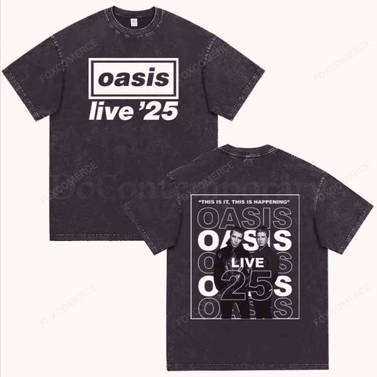 Discover Vintage Washed Oasis 2025 Tour Shirt Gothic Rock Oversized Tee