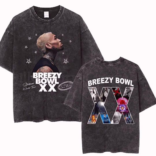 Discover Chris Brown Breezy Bowl XX Shirt Vintage Washed Street Cotton Tee