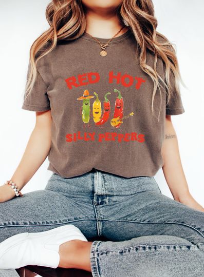 Discover Comfort Colors Silly Peppers Shirt, Red Hot Peppers Tshirt, Funny Cartoon Character Sweatshirt, Quirky Graphic Tee, Humorous Gift Apparel