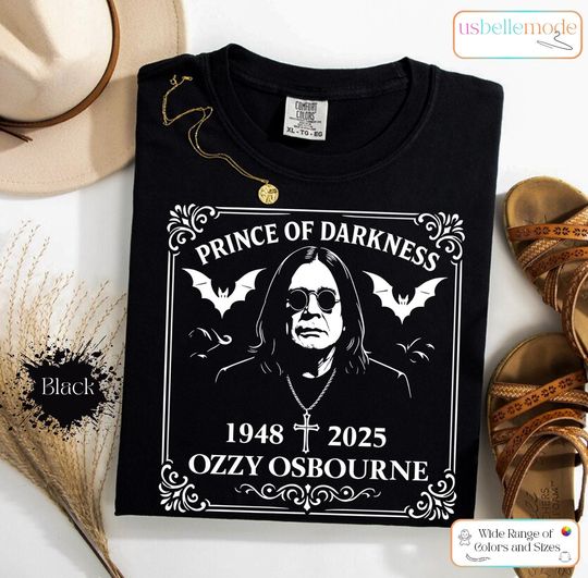 Discover Ozzy Osbourne Prince of Darkness 19482025 Memorial Shirt Heavy Metal Rock Tribute Tee