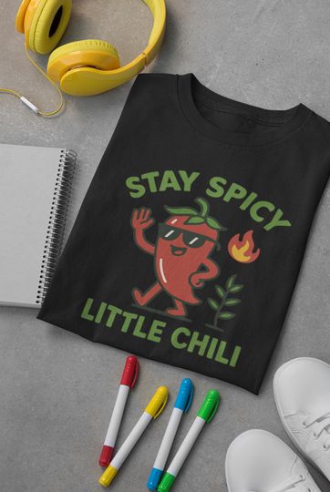 Discover Stay Spicy Little Chili Shirt, Funny Cartoon Pepper Tee Shirt