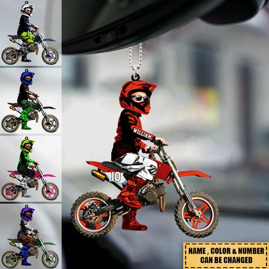 Discover Personalized Motocross Kid/Boy/Girl Racer Acrylic Car Ornament