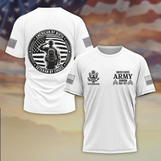 Discover Salute to Service 3D T-Shirt American by Birth Veteran by Choice