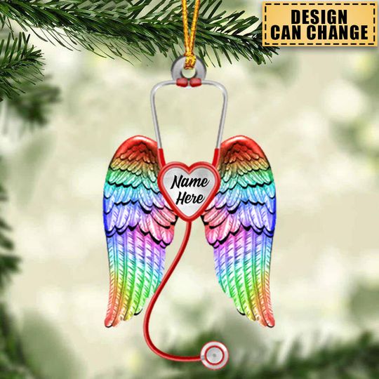 Discover Personalized Nurse Angel Wings  Acrylic Christmas Ornament - Gift For Nurse