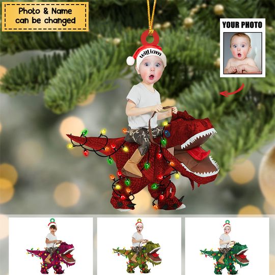 Discover Personalized Dinosaurs Christmas Ornament - Gift For Kids/Newborn Baby
