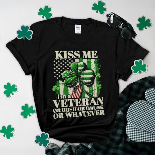 Discover Kiss Me I’m A Veteran, St. Patrick’s Day veteran T-Shirt