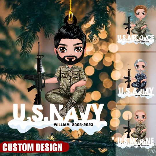 Discover Personalized US Army Solider Custom Name Acrylic Ornament