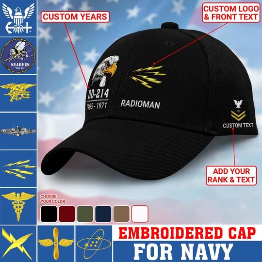 Discover Customized Navy Insignias Embroidered Baseball Caps