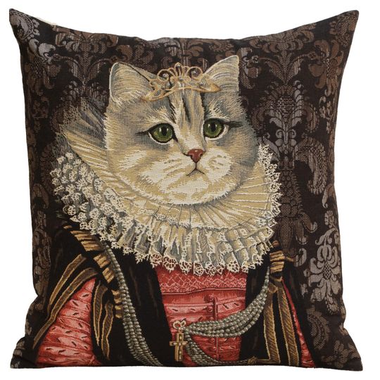 Discover Cat With Crown Woven Pillow