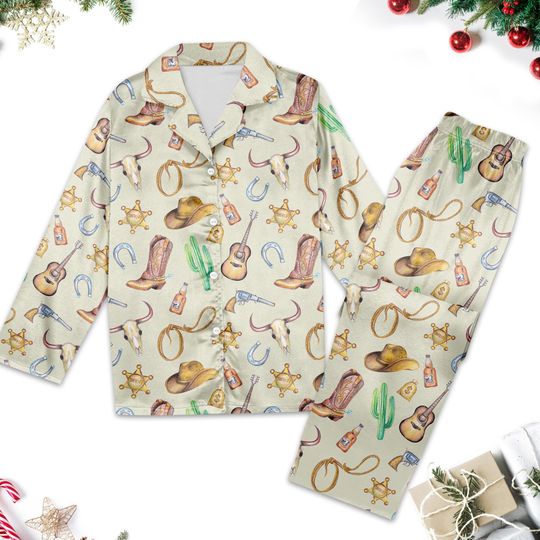Discover Retro Cowboy Pajamas Set, Western Cowboy Pajama Set,