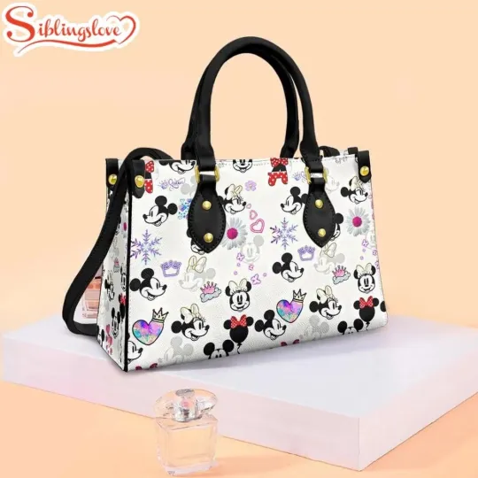 Discover Mickeyy And Minniee Mouse Disneyyy Cartoon Pattern Leather Handbags