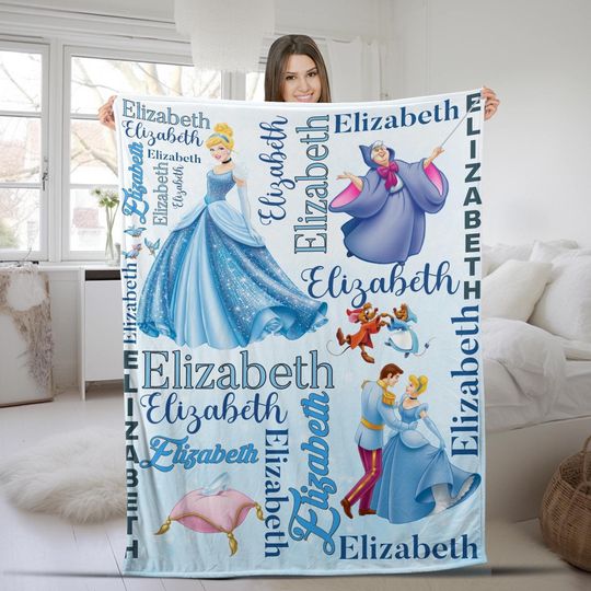 Discover Personalized Disneyyy Princess Cinde Blanket, Custom Name Baby Girl Blanket