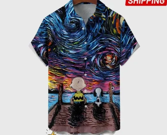 Discover Snoopy And Peanuts Starry Night Hawaiian Shirt