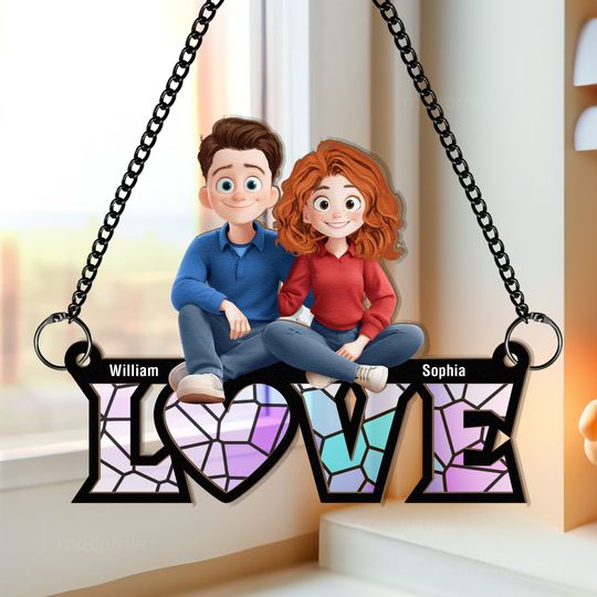 Discover Love Together - Personalized Window Hanging Suncatcher Ornament