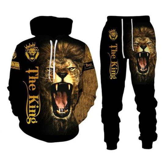 Discover The King Lion Pullover Hoodie Jogging Pants