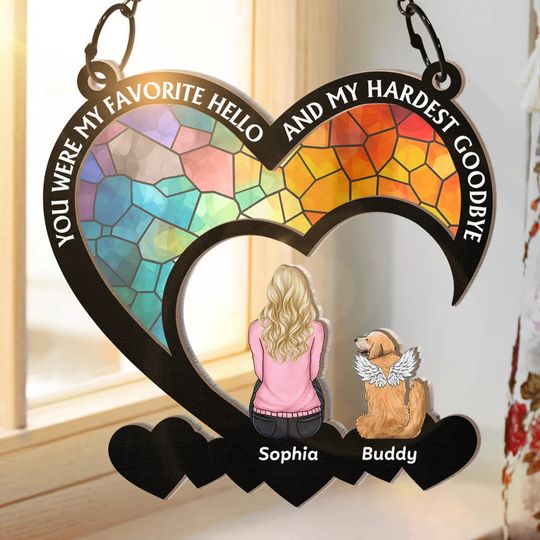 Discover You Were My Favorite Hello Dog Cat Memorial - Personalized Window Hanging Suncatcher Ornament